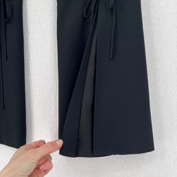 ALEXANDER MCQUEEN Pants Womens 4 Black Cropped Flare Split Hem Lace Up Calf - Picture 9 of 16